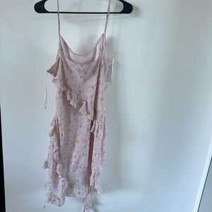 All in Favor Floral Asymmetric Ruffle Dress Size M